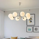 Silver Glass Ball Chandelier for Nordic Living Room - Axyaa Interior Lighting