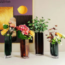 Axyaa Relief Stripe Glass Vase: Modern Minimalism Decor for Flowers, Desk, and Crafts