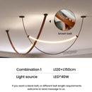 Axyaa Minimalist Belt LED Pendant Chandelier: Italian Design, Modern Style, Ideal for Living Room & Bar.