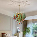 Axyaa Green Glass Chandelier: Medieval French Style Lighting for Living Room, Bedroom, Dining Hall