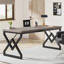 Axyaa Industrial Executive Desk, 63in Large w/ Thick Tabletop, Heavy-Duty Metal Frame