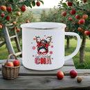 Axyaa Christmas Enamel Mugs, Santa Snowman Reindeer Design, Festive Xmas Party Cup