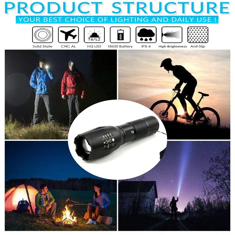 Axya T-6 LED Tactical Flashlight - Waterproof Aluminum Alloy Torch