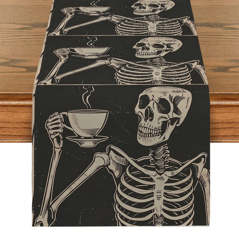 Axyaa Halloween Skull Table Runner for Kitchen Dining Decor