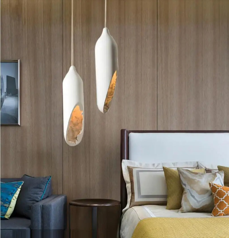 Axyaa White Plaster Pendant Lamp - Modern Wabi Sabi Design