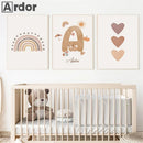 Axyaa Rainbow Flower Sun Heart Nursery Canvas Art Print Kid Room Decor