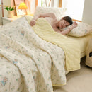 Axyaa Floral Summer Blanket & Pillowcase Set - Soft Knitted Duvet, Breathable & Skin-Friendly