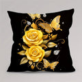 Axyaa Golden Rose Butterfly Pattern Pillowcase - Soft and Stylish Home Decor