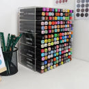 Axyaa Acrylic Marker Holder Desk Organizer for Office School Supplies Storage Shelf
