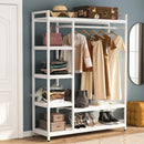 Axyaa 6-Tier Clothes Closet Organizer with Hanging Rod and Shelves