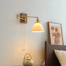 Axyaa Modern LED Wall Lights Walnut Ceramic Nordic Bedside Lamp