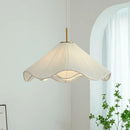 Axyaa Nordic Fabric LED Chandelier | Modern White Pendant Light for Dining Room & Foyer