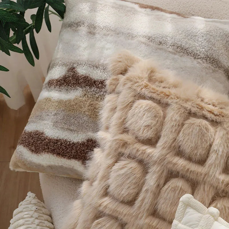 Nordic Retro Plush Cushion Cover for Home Decor - Axyaa