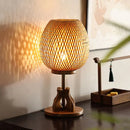 Axyaa Bamboo Desk Lamp: Bedroom Zen Retro Chinese Style LED Light