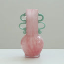 Axyaa Elegant Two-Tone Magnetic Clay Vase with Double Ear Design and Colorful Floral Pattern