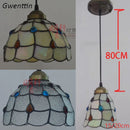 Axyaa Stained Glass Pteris Pendant Lamp Chandelier for Dining Room & Bedroom