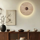 Axyaa Round Wood LED Wall Lights Balcony Hallway Staircase Sconce - Wabi Sabi Yellow Stone Wall Lamp