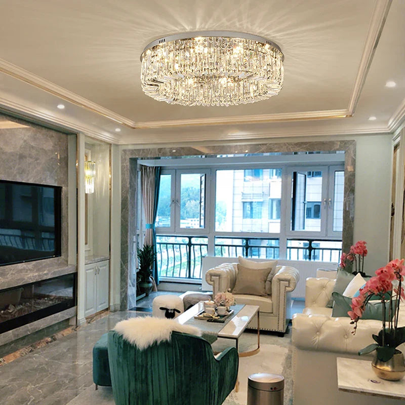 Luxury Axyaa Crystal LED Ceiling Light for Bedroom and Living Room