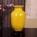 Axyaa Yellow Glazed Ceramic Vase - Elegant Home Décor and Craft Decoration