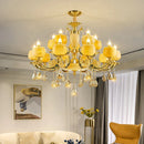 Axyaa Jade Crystal Chandelier: Luxury Marble Living Room Pendant Light