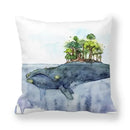 Axyaa Ocean Blue Whale Throw Pillow Cover, 45x45CM, Sea Fish Decor Pillows