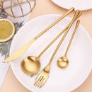 Axyaa Stainless Steel Cutlery Set - Western Dinnerware 20-Piece Matte Gold Tableware