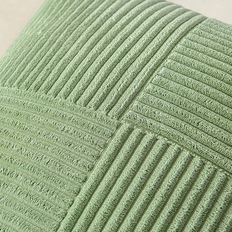 Axyaa Soft Striped Corduroy Throw Pillow Covers 18x18 Inch for Couch and Bed