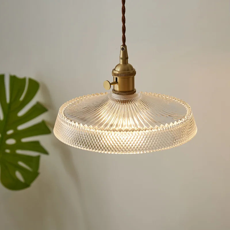 Axyaa Modern Copper Pendant Light Glass Chandelier for Living Dining Bar Kitchen