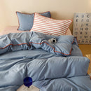 Axyaa Grid Duvet Cover Set with Sheet Pillowcases, Twin to Queen Size