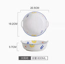 Axyaa 8-inch Baking Bowl Double Ear Tableware Oven Microwave Rice Baking Salad Tray
