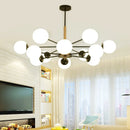 Axyaa Wooden Chandelier with White Glass Bubbles - Modern Kitchen Dining Room Lighting