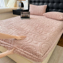 Axyaa Velvet Fleece Fitted Sheet Mattress Cover for Double King Queen Size