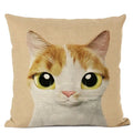 Axyaa Cute Animal Big Eyes Dog Funny Cat Throw Pillow Cover Home Decor Cotton Linen