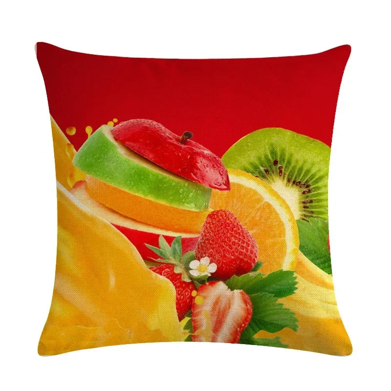 Axyaa Strawberry Kiwi Pattern Linen Pillowcase - 45x45CM