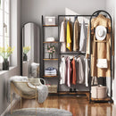 Axyaa L-Shaped Clothes Rack with Storage Shelves and Hanging Rods