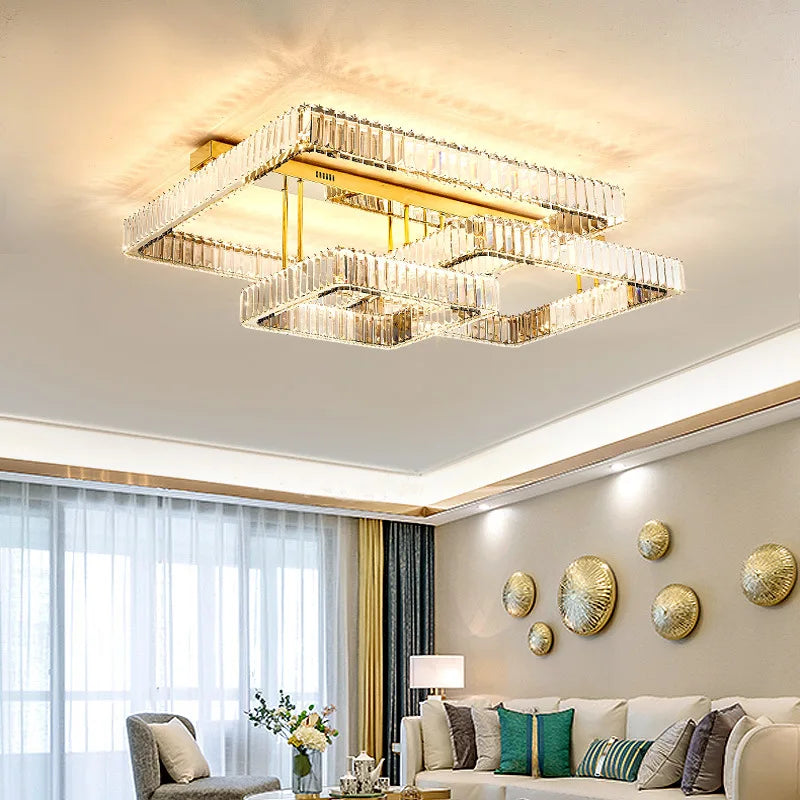 Axyaa Crystal Chandelier LED Ceiling Light for Luxury Foyer and Bedroom Decor