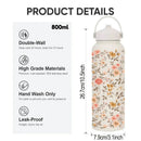Axyaa Vintage Floral Thermos Bottle with Large Capacity and Handle