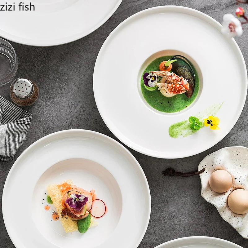 Axya Ceramic Round Dinner Plate Set for Home Kitchen Dining