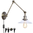 Axyaa Industrial LED Wall Light Clear Glass Vintage Adjustable Long Arm Fixtures