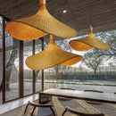 Axyaa Lotus Leaf Bamboo Weaving Chandelier Zen Tea Room Japanese Restaurant Lamp