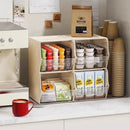 Axyaa Desktop Tea & Coffee Storage Organizer Bin with Clear Drawers