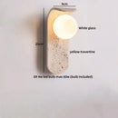 Axyaa White Glass Ball LED Wall Sconce Black Travertine Light Fixture