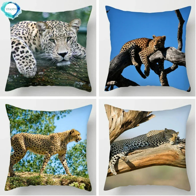 Cheetah Leopard Print Decorative Cushion Cover By Axyaa