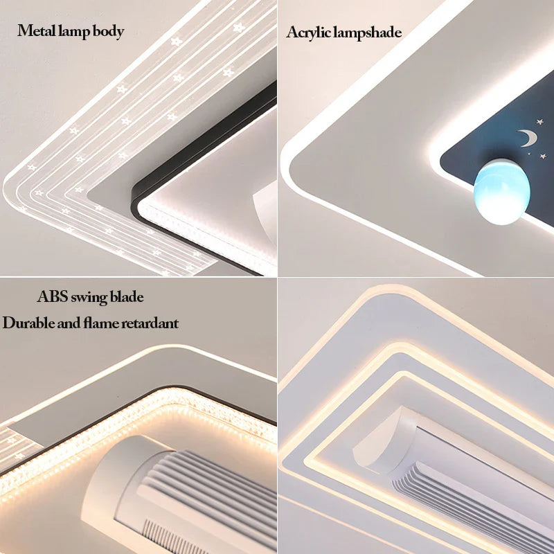 Axyaa Bladeless LED Ceiling Fan with Remote Control, Dimmable Modern Indoor Lighting