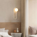 Axyaa White Glass Stone LED Wall Lamp for Living Room Bedroom Wabi Sabi Mirror Light