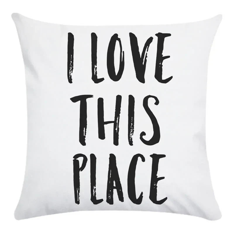 Axyaa Beauty Life Place Love Polyester Cushion Cover Decorative Pillow Case