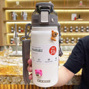 Axyaa Stainless Steel Vacuum Flask with Straw and Portable Strap