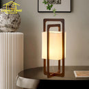 Axyaa Wabi-sabi Walnut Wood Zen Table Lamp LED E27 Fabric Shade Minimalist Desk Light