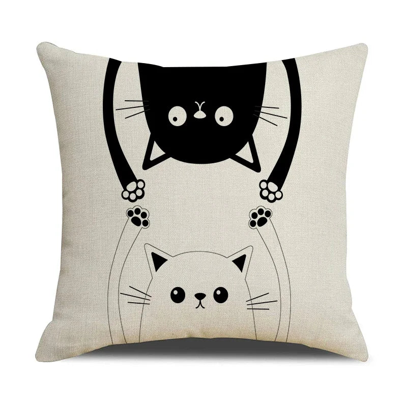 Axyaa Cat Print Cushion Cover for Stylish Home Decor and Comfort
