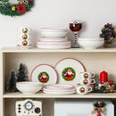 Axyaa 12/30 Pc Christmas Dinnerware Set: Christmas Tree Ceramic Plate, Dinner/Dessert/Soup/Bowl/Mug